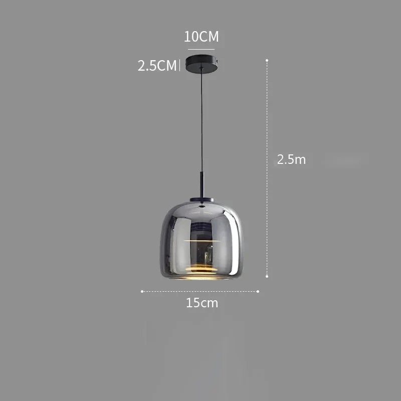 Pendant Light Glass 102.0 cm x 38.0 cm Cognac Or Smoke Grey Dining Room Kitchen Island Scandinavian Hanging Ceiling Lamp | Thomler