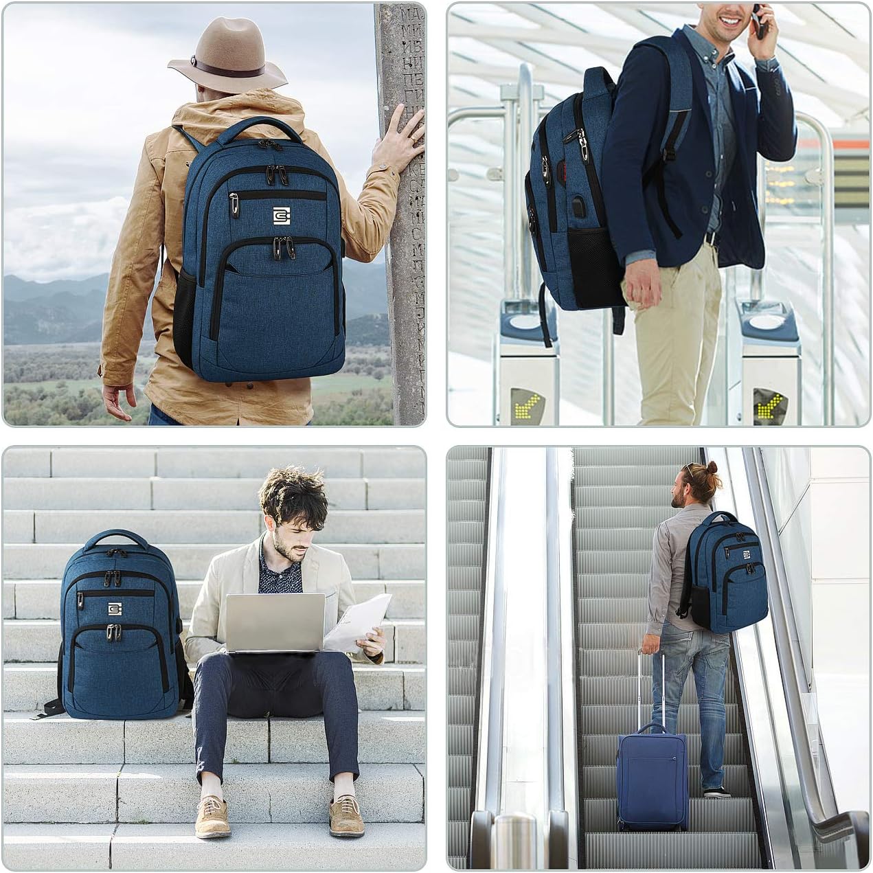 Tech Backpack for Laptops Up to 15.6 Inches with Integrated USB Power Port & Hidden Security Pocket | Polyester Daypack for College Students | Thomler