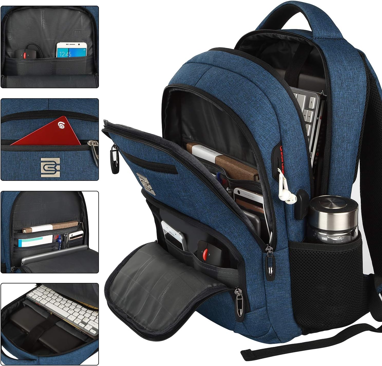 Tech Backpack for Laptops Up to 15.6 Inches with Integrated USB Power Port & Hidden Security Pocket | Polyester Daypack for College Students | Thomler