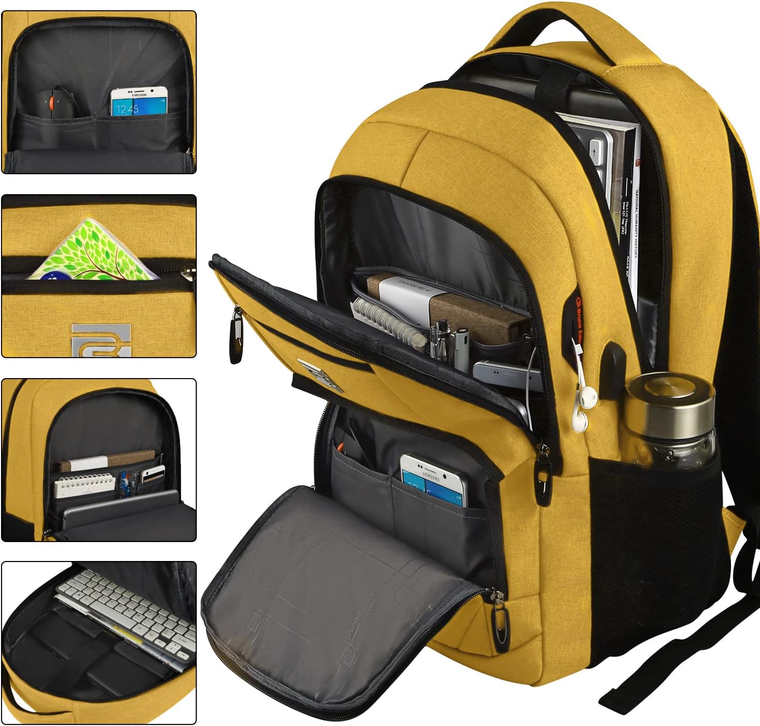 Tech Backpack for Laptops Up to 15.6 Inches with Integrated USB Power Port & Hidden Security Pocket | Polyester Daypack for College Students | Thomler