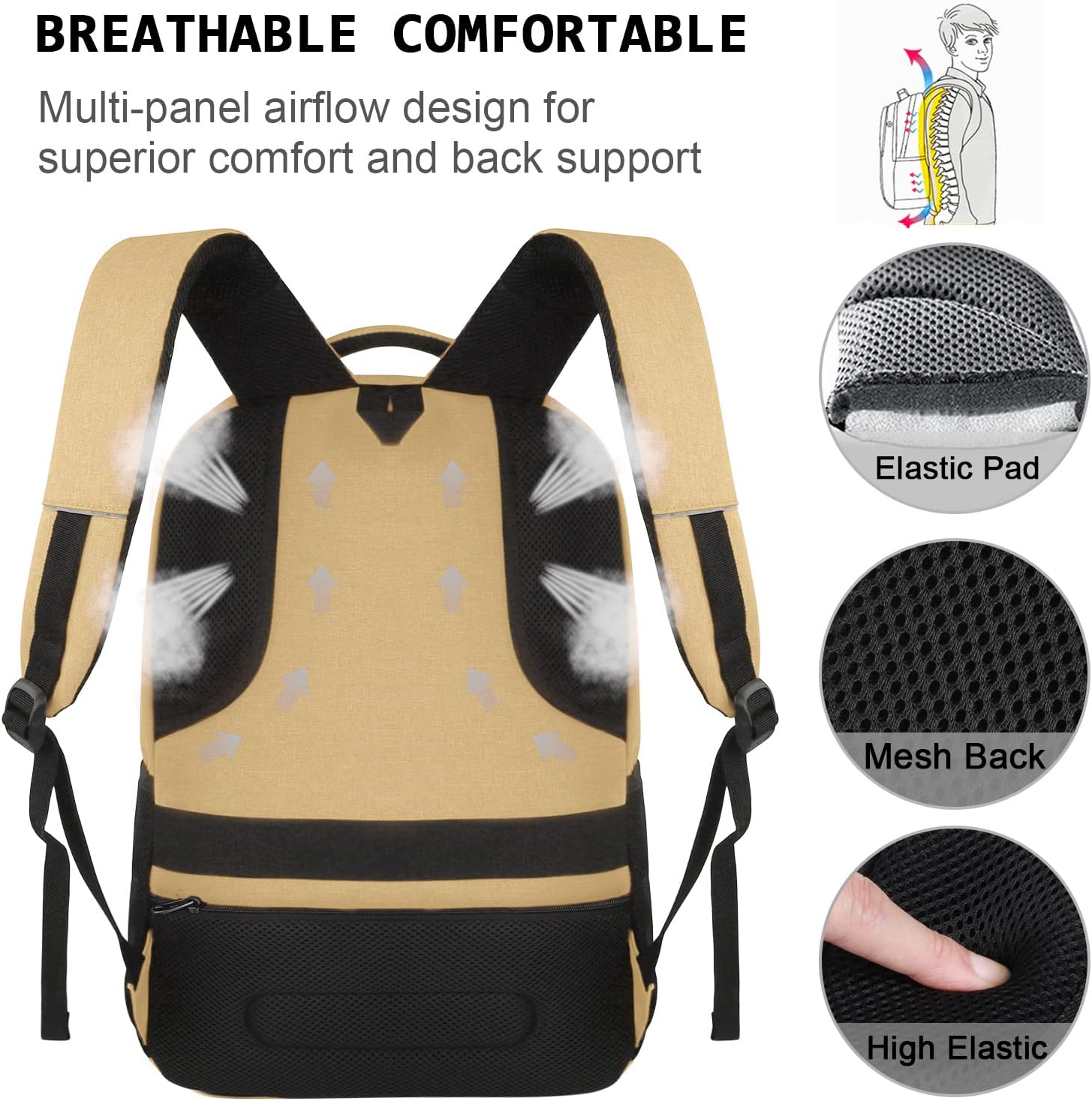 Tech Backpack for Laptops Up to 15.6 Inches with Integrated USB Power Port & Hidden Security Pocket | Polyester Daypack for College Students | Thomler