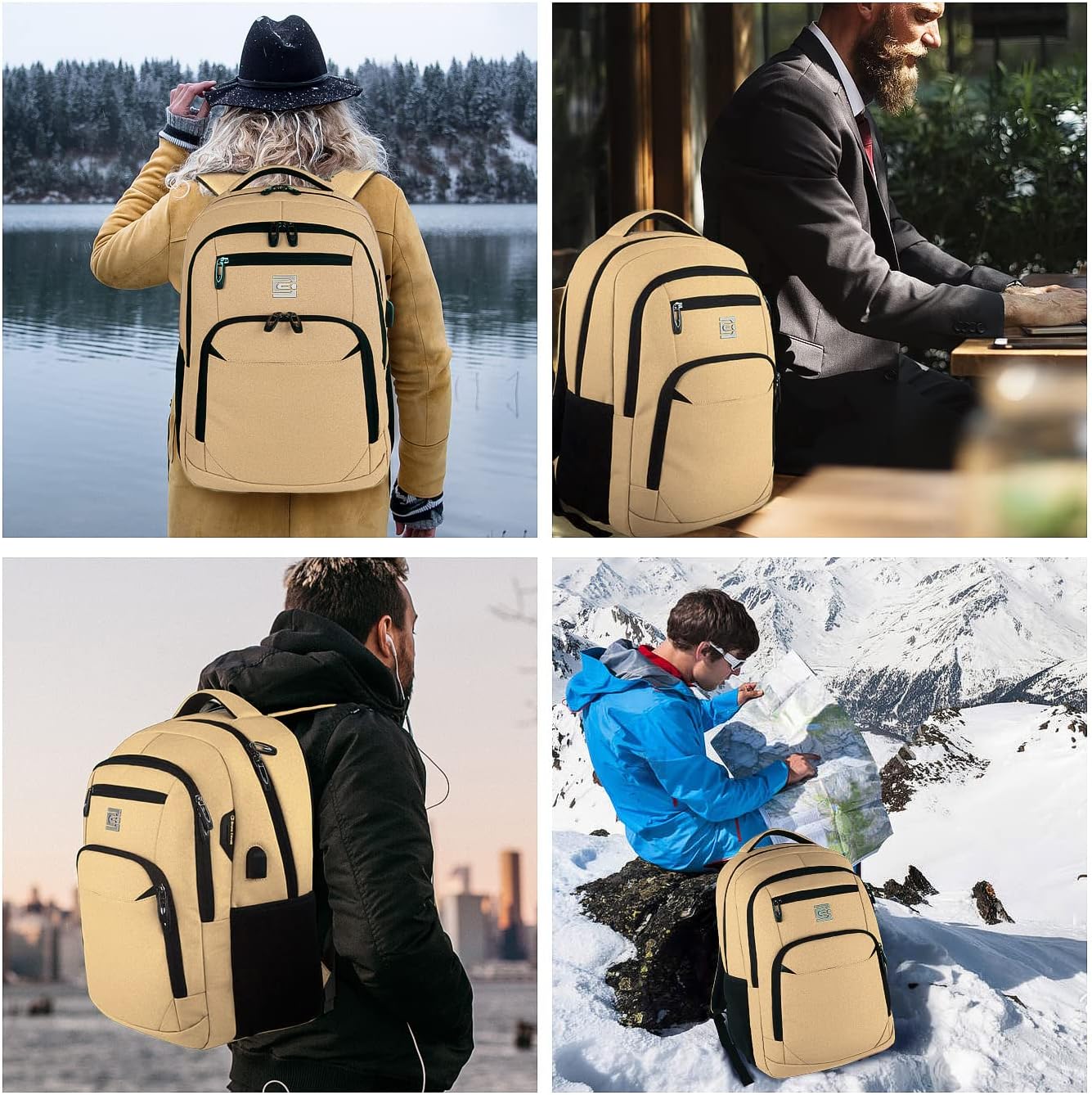 Tech Backpack for Laptops Up to 15.6 Inches with Integrated USB Power Port & Hidden Security Pocket | Polyester Daypack for College Students | Thomler