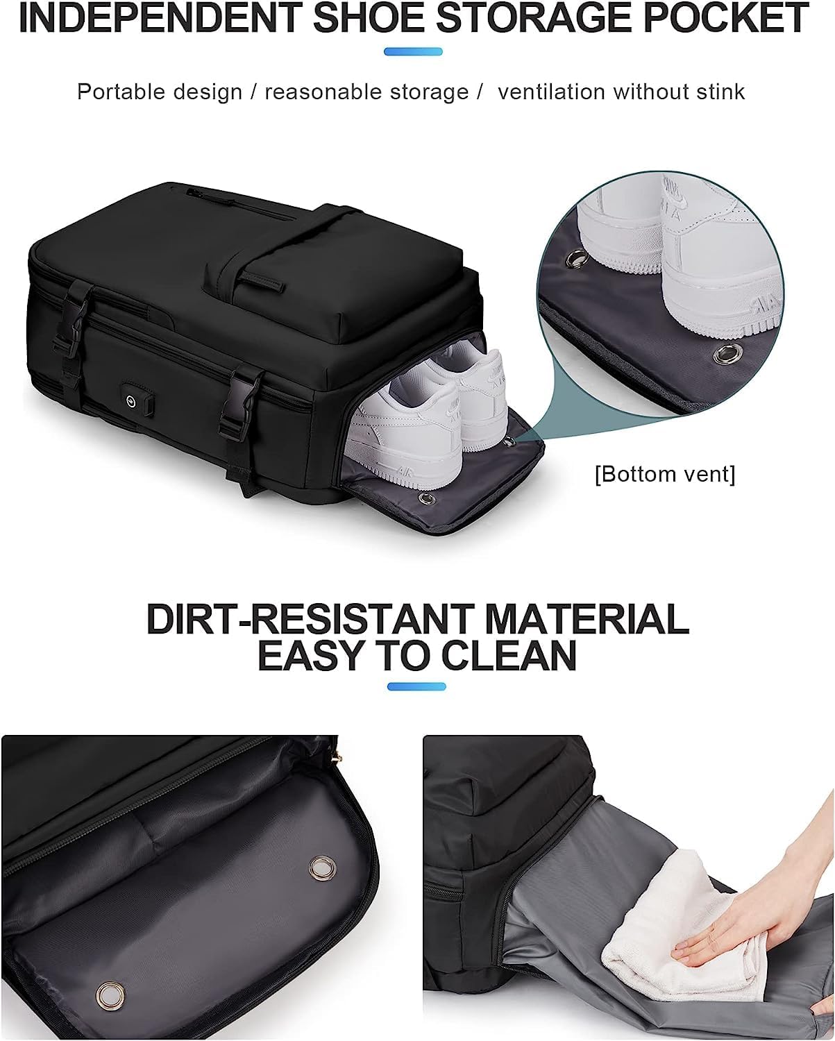 Large Travel Backpack 40L with Laptop Sleeve and Dedicated Shoe Section for Weekend Trips, Hiking & Daily Use | Thomler