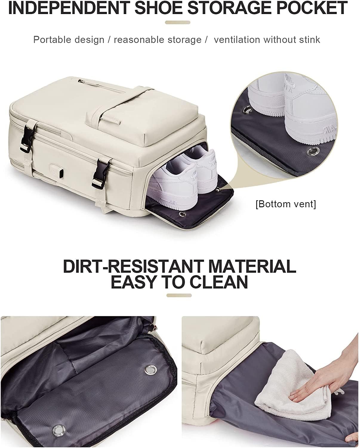 Large Travel Backpack 40L with Laptop Sleeve and Dedicated Shoe Section for Weekend Trips, Hiking & Daily Use | Thomler