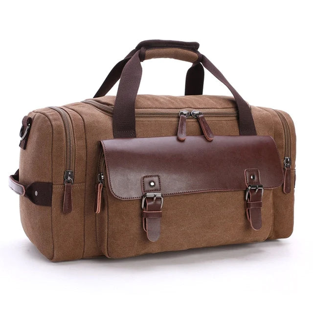 Spacious Leather & Canvas Carryall Duffel for Travel, Work & Weekend Getaways – Water-Resistant with Premium Scratch-Proof Finish | Thomler