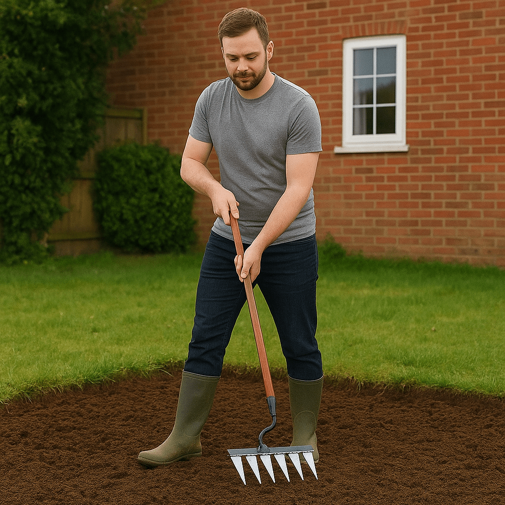 Stainless Steel Weed Removal Rake for Lawns & Gardens – Deep-Root Extractor Tool with V-Shaped Tines for Soil Prep & Weeding | Thomler