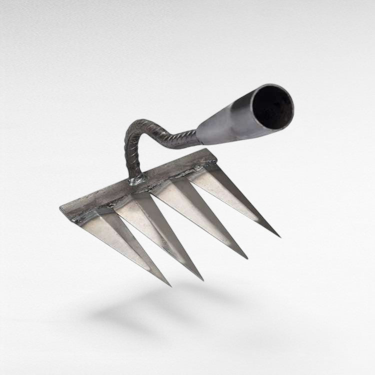 Stainless Steel Weed Removal Rake for Lawns & Gardens – Deep-Root Extractor Tool with V-Shaped Tines for Soil Prep & Weeding | Thomler