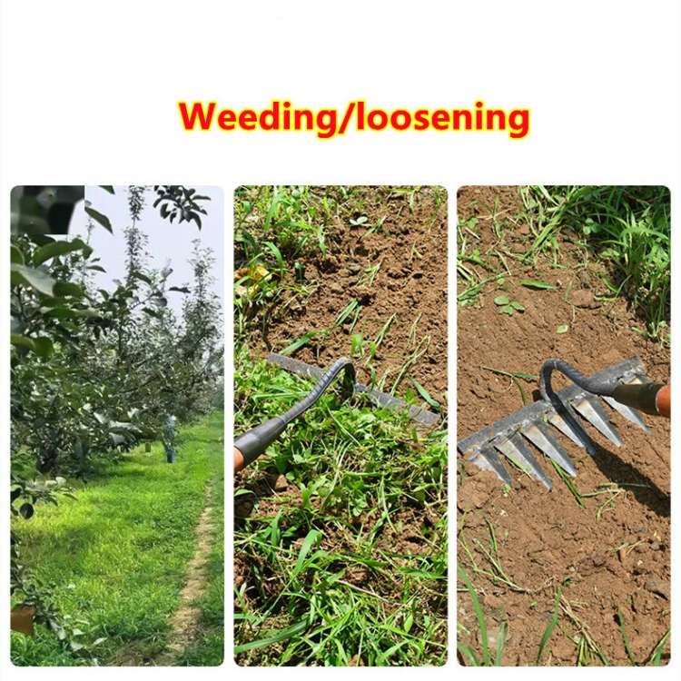 Stainless Steel Weed Removal Rake for Lawns & Gardens – Deep-Root Extractor Tool with V-Shaped Tines for Soil Prep & Weeding | Thomler