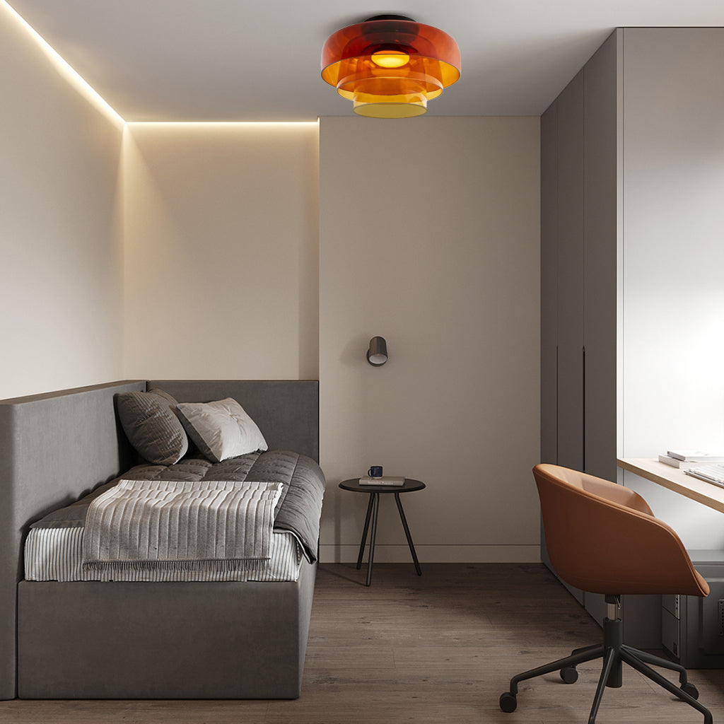Ceiling Light Glass Multi-Layer Disc 16.5 in Contemporary Living Room Bedroom Dining Room Fixture | Thomler