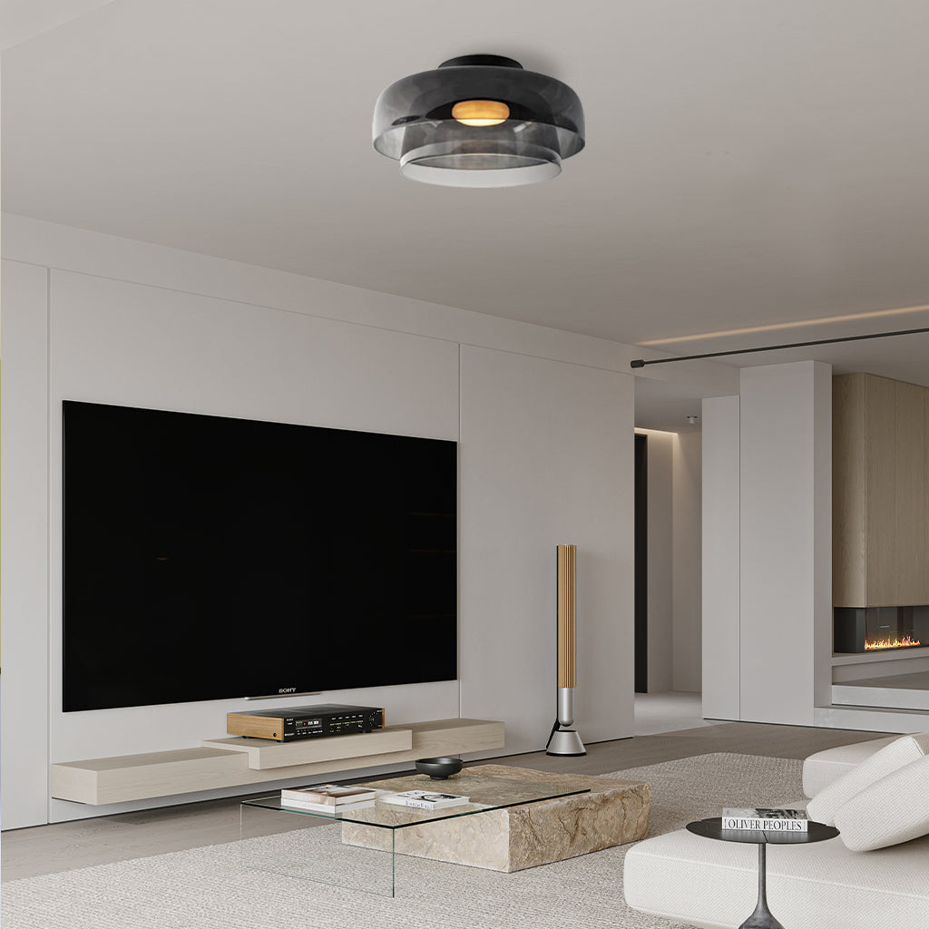 Ceiling Light Glass Multi-Layer Disc 16.5 in Contemporary Living Room Bedroom Dining Room Fixture | Thomler