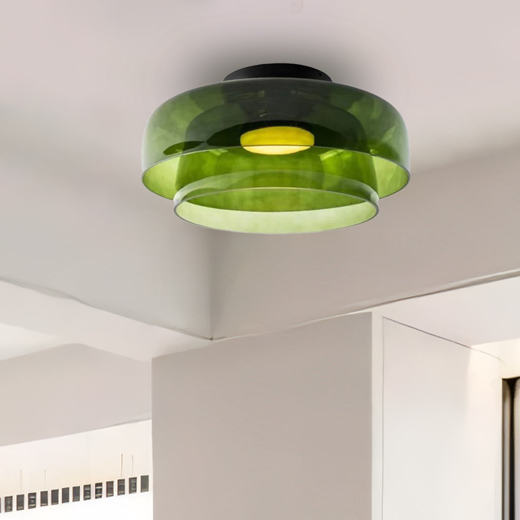 Ceiling Light Glass Multi-Layer Disc 16.5 in Contemporary Living Room Bedroom Dining Room Fixture | Thomler