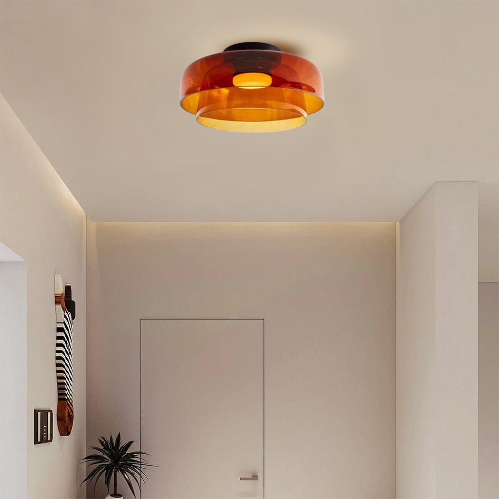 Ceiling Light Glass Multi-Layer Disc 16.5 in Contemporary Living Room Bedroom Dining Room Fixture | Thomler