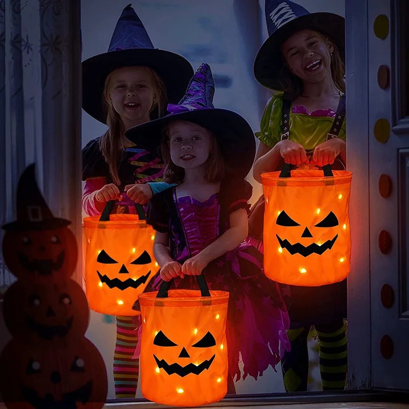 Light-Up Halloween Treat Collector with Jack-O-Lantern Face for Kids | Thomler