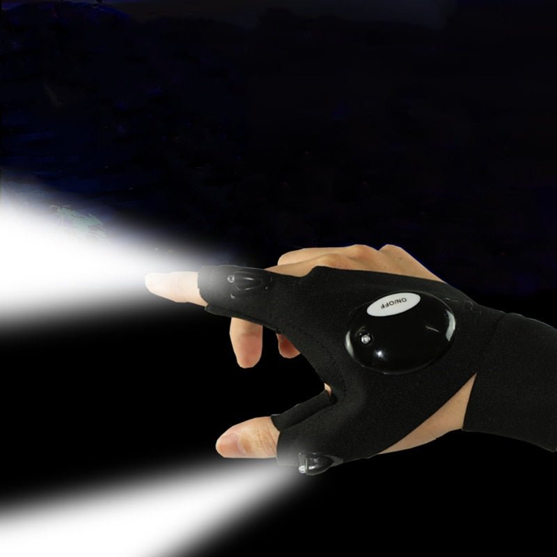 Rechargeable Work Gloves with Built-In LED Finger Lights for Mechanics, Camping, Repair & Night Tasks | Thomler