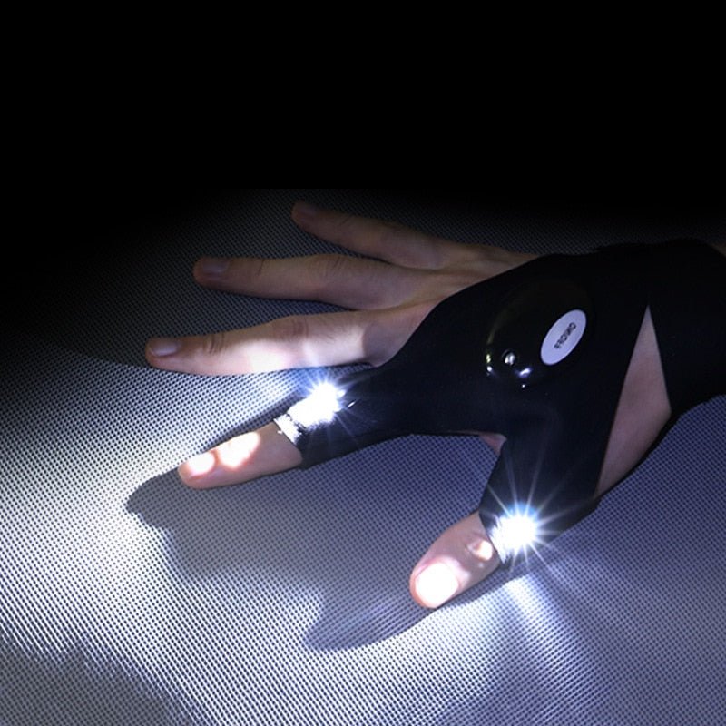 Rechargeable Work Gloves with Built-In LED Finger Lights for Mechanics, Camping, Repair & Night Tasks | Thomler