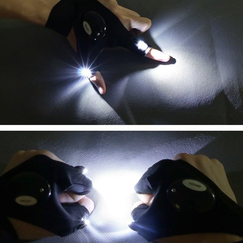 Rechargeable Work Gloves with Built-In LED Finger Lights for Mechanics, Camping, Repair & Night Tasks | Thomler