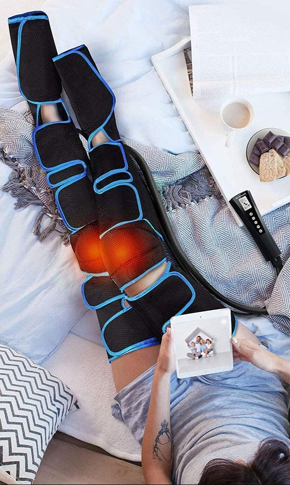 Sequential Air Compression Leg Massager with Heated Knee Pads – Full Coverage Thigh Calf Foot Wrap System for Muscle Recovery and | Thomler