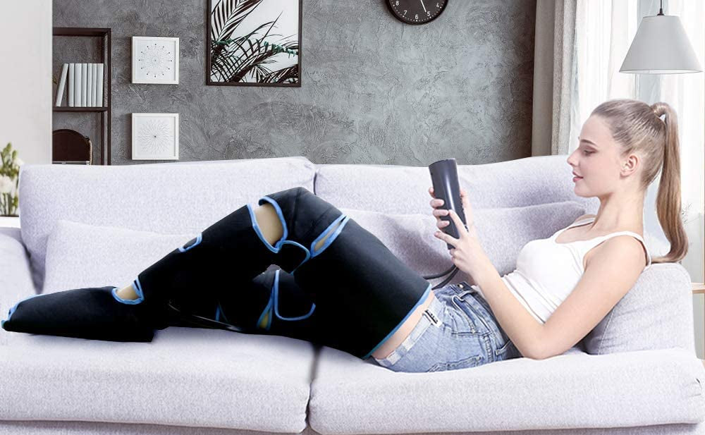 Sequential Air Compression Leg Massager with Heated Knee Pads – Full Coverage Thigh Calf Foot Wrap System for Muscle Recovery and | Thomler