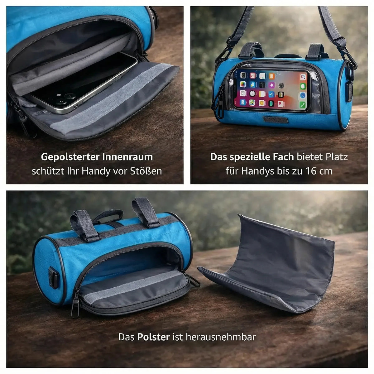 Handlebar Bag for Bike with Clear Phone Window – Water-Resistant Cycling Pouch for Navigation, Keys, Wallet | Thomler