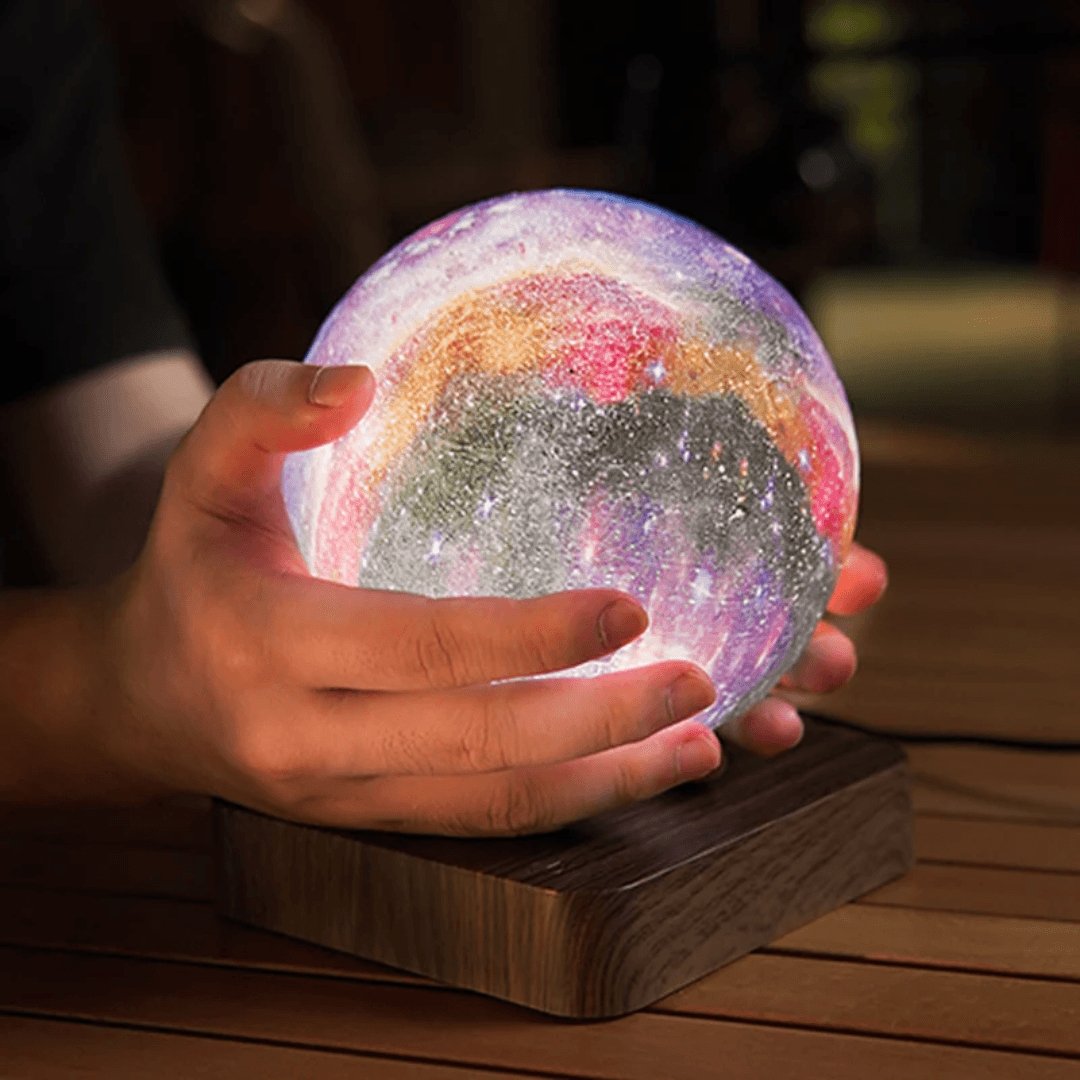 Levitating Moon Lamp 6 in 3D Printed ABS PVC Wood Base Home Decor 16 Colors Remote Controlled | Thomler