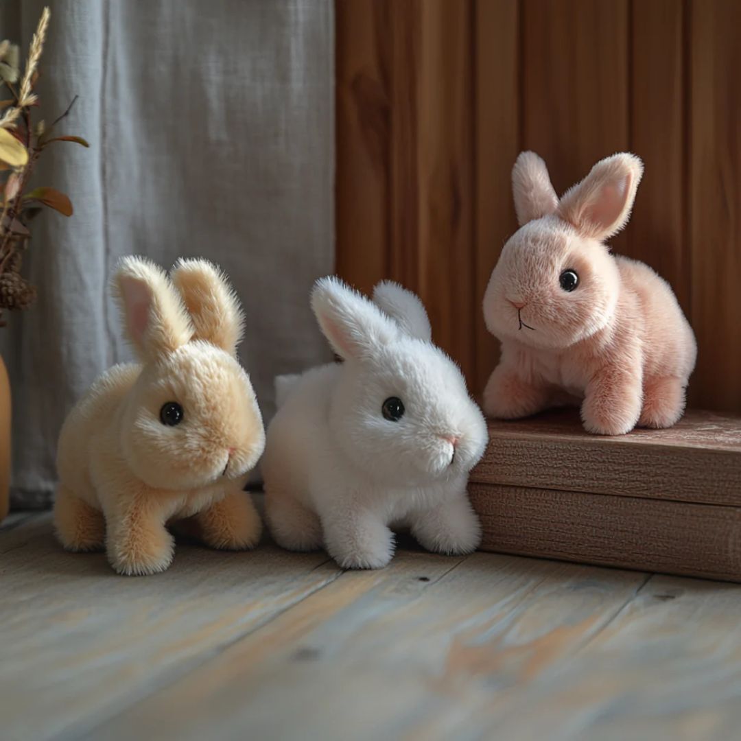 Interactive Rabbit Plush Synthetic Fibre Moving Toy Beige Children Bedroom Decoration Gift Companion | Thomler