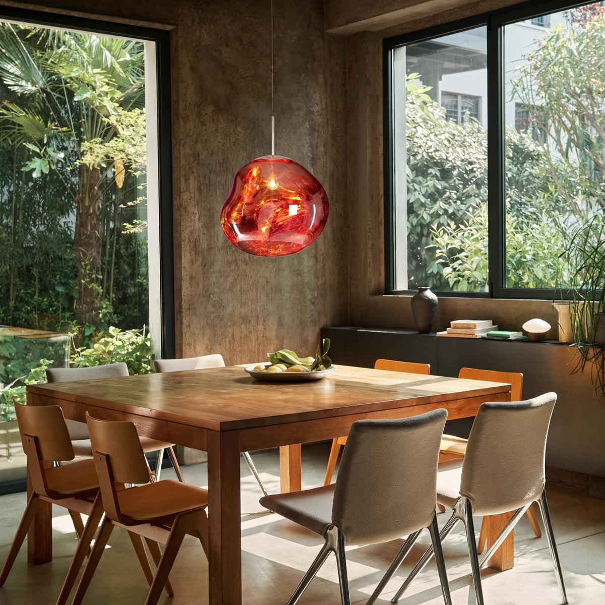 Reflective Globe Pendant Light with Molten Core Glow – Modern Acrylic LED Ceiling Lamp for Dining Room, Kitchen Island, Entryway – Warm | Thomler