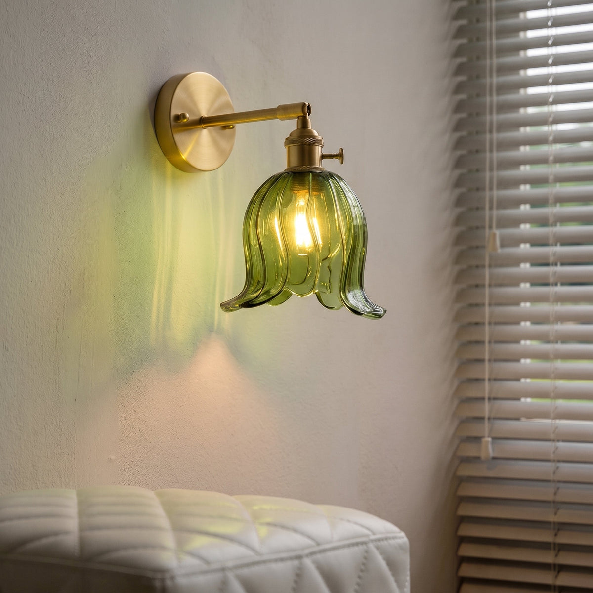 Glass Flower Wall Sconce Light Fixture – Handblown Bloom Design for Living Room, Hallway & Bedroom – Warm 3000K LED – 6 in Diameter | Thomler