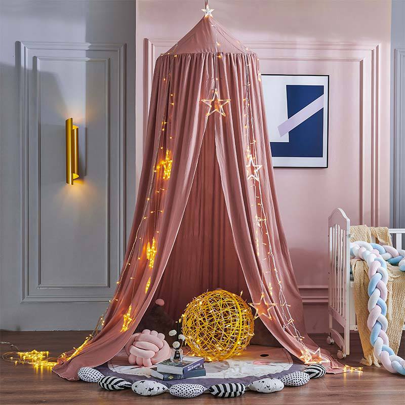 Kids Bed Tent Canopy Light Blocking Play Curtain for Girls Boys Crib Nursery Princess Dome Netting Drape with Hanging Hook 98 Inch Tall | Thomler