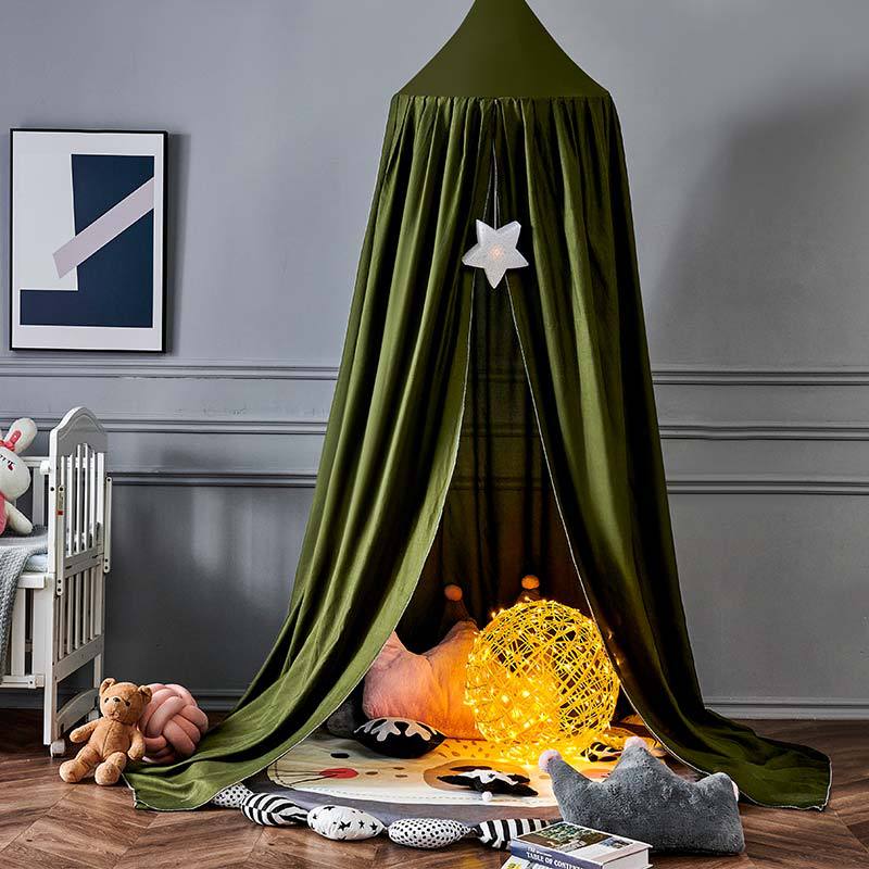 Kids Bed Tent Canopy Light Blocking Play Curtain for Girls Boys Crib Nursery Princess Dome Netting Drape with Hanging Hook 98 Inch Tall | Thomler