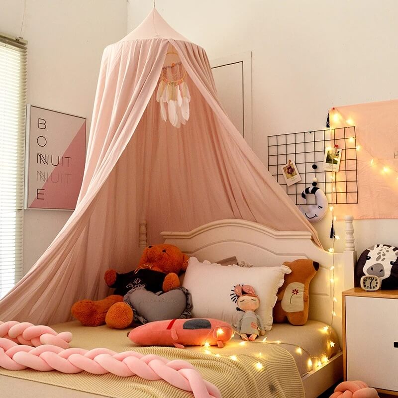 Kids Bed Tent Canopy Light Blocking Play Curtain for Girls Boys Crib Nursery Princess Dome Netting Drape with Hanging Hook 98 Inch Tall | Thomler