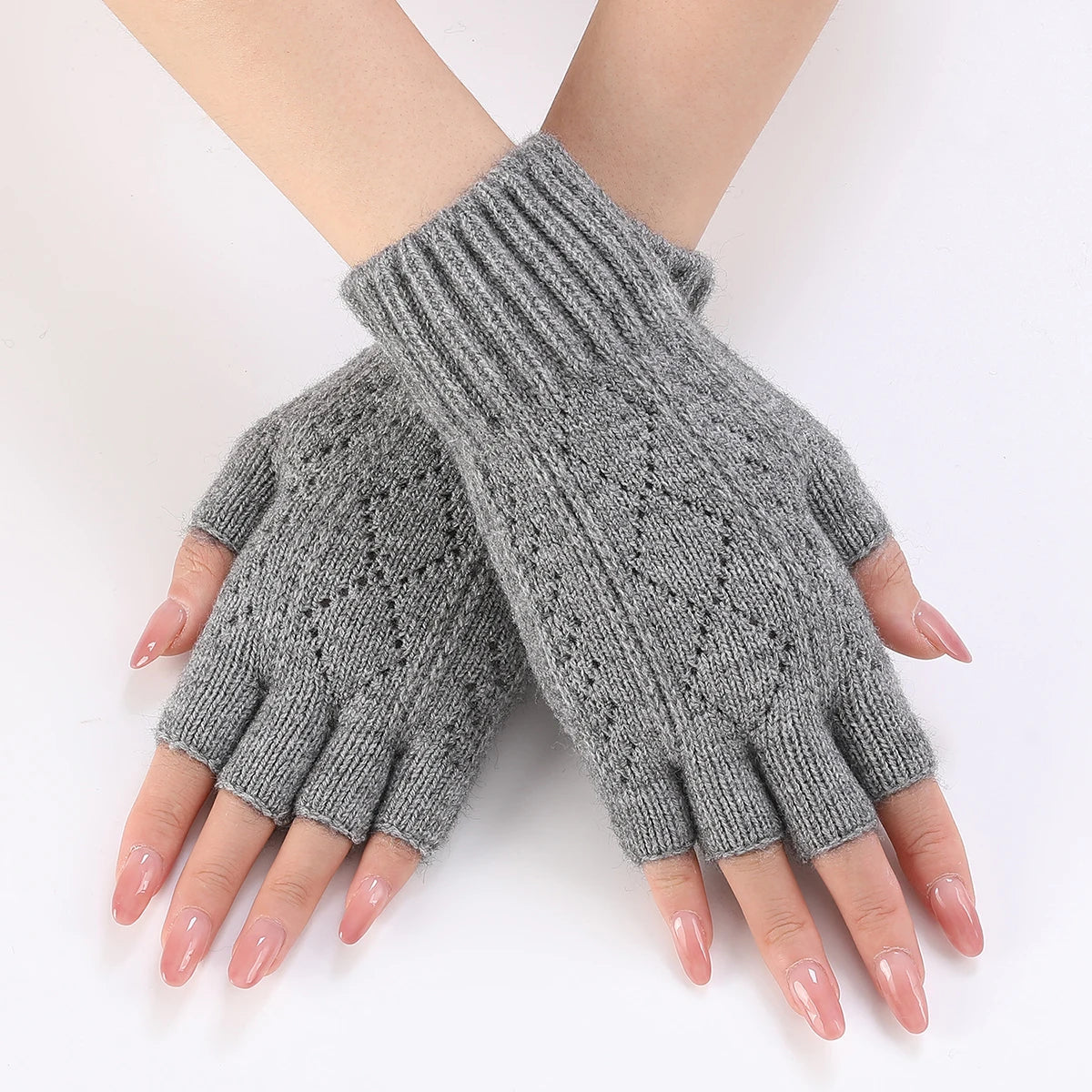 Cozy Hand Warmers with Open Fingers – Textured Knit Wrist Warmers for Texting, Typing & Everyday Use | Thomler
