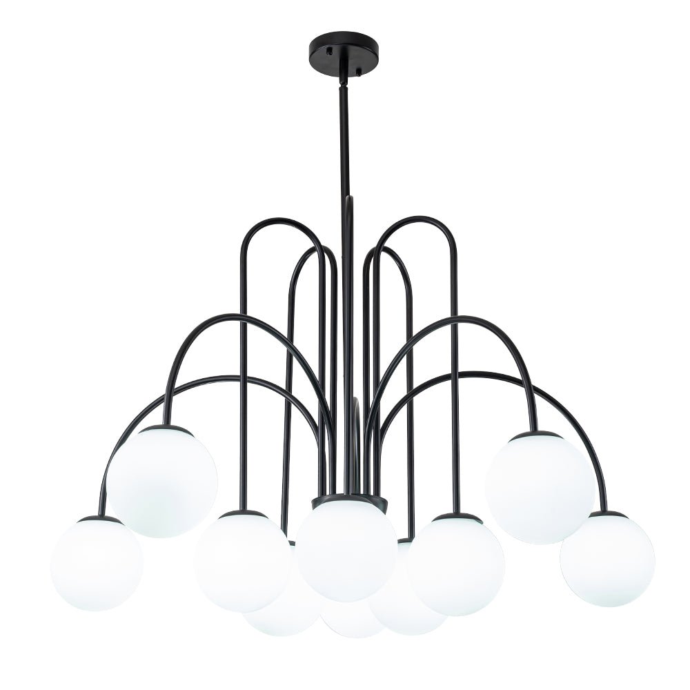 Pendant Light Glass Globe 98.0 cm Black Dining Room Sputnik Chandelier Adjustable Ten Light Ceiling Fixture | Thomler