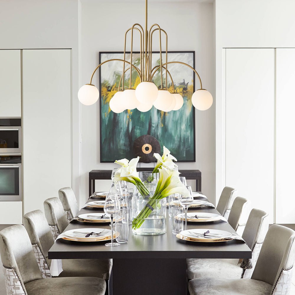 Pendant Light Glass Globe 98.0 cm Black Dining Room Sputnik Chandelier Adjustable Ten Light Ceiling Fixture | Thomler