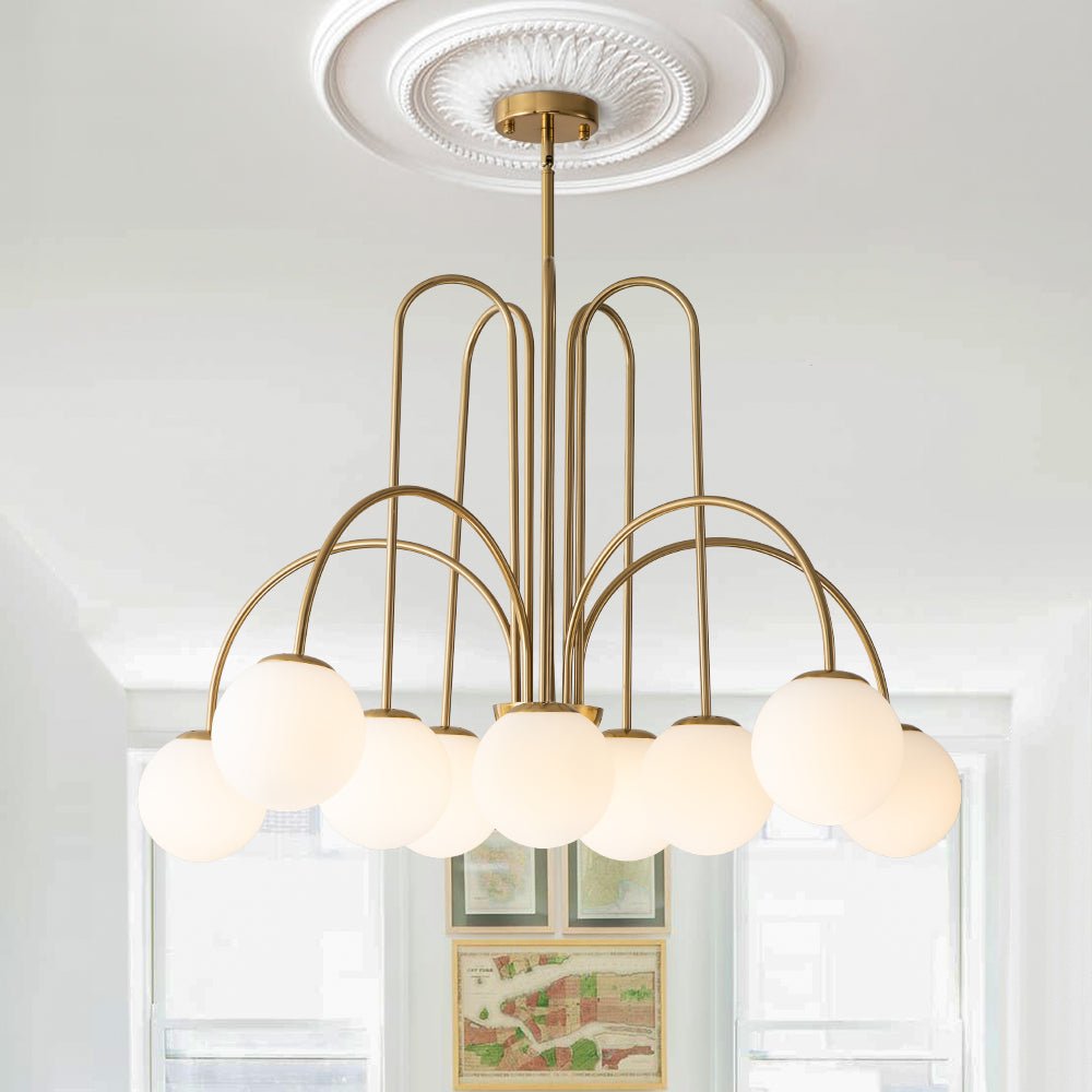 Pendant Light Glass Globe 98.0 cm Black Dining Room Sputnik Chandelier Adjustable Ten Light Ceiling Fixture | Thomler