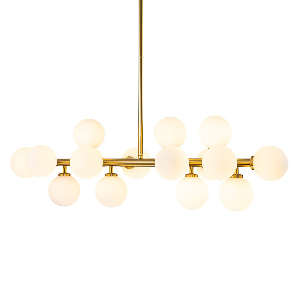 16-Bulb Retro Starburst Ceiling Fixture with Frosted Spheres – Adjustable Drop Kitchen Island Light | Thomler