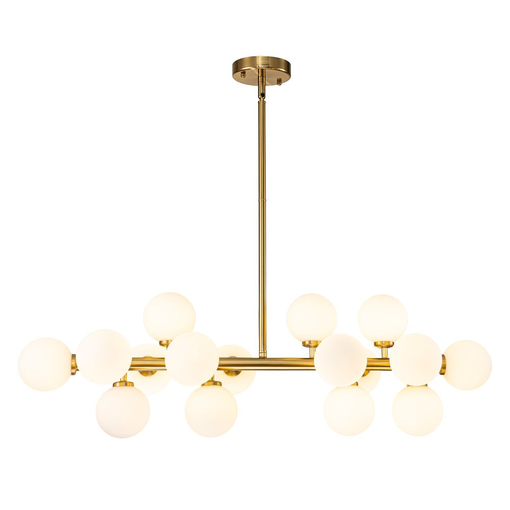 16-Bulb Retro Starburst Ceiling Fixture with Frosted Spheres – Adjustable Drop Kitchen Island Light | Thomler
