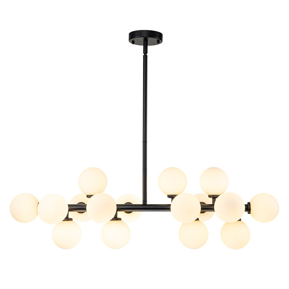 16-Bulb Retro Starburst Ceiling Fixture with Frosted Spheres – Adjustable Drop Kitchen Island Light | Thomler