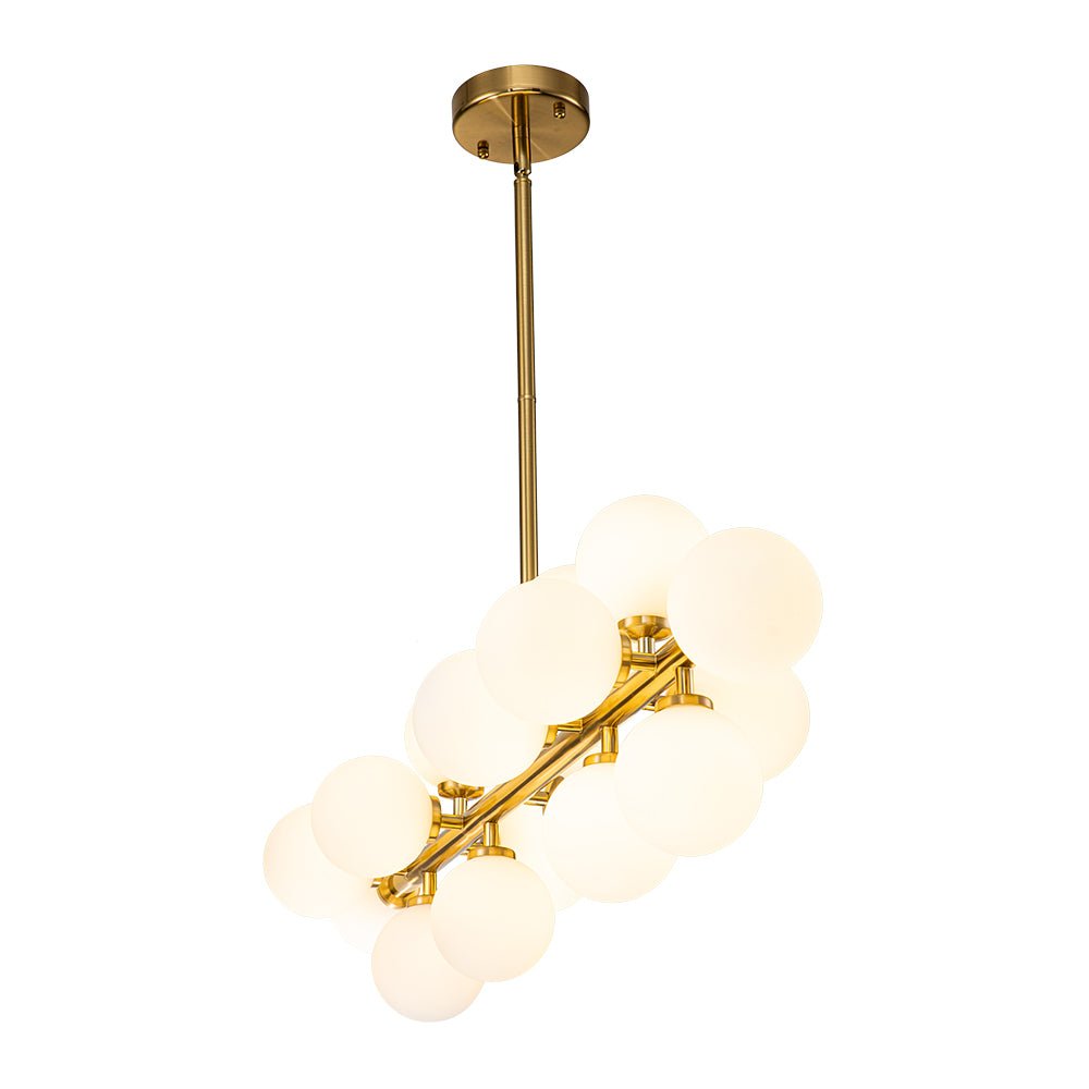 16-Bulb Retro Starburst Ceiling Fixture with Frosted Spheres – Adjustable Drop Kitchen Island Light | Thomler