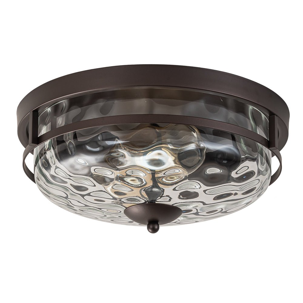Ceiling Light Hammered Glass 33.0 cm Black Gold Flush Mount Living Room Bedroom Hallway Farmhouse Lighting Fixture | Thomler