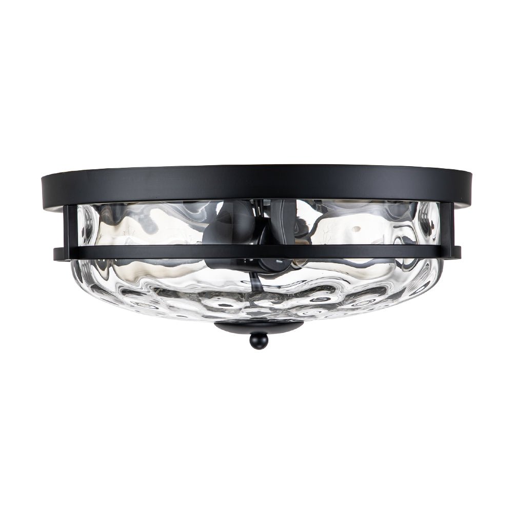 Ceiling Light Hammered Glass 33.0 cm Black Gold Flush Mount Living Room Bedroom Hallway Farmhouse Lighting Fixture | Thomler