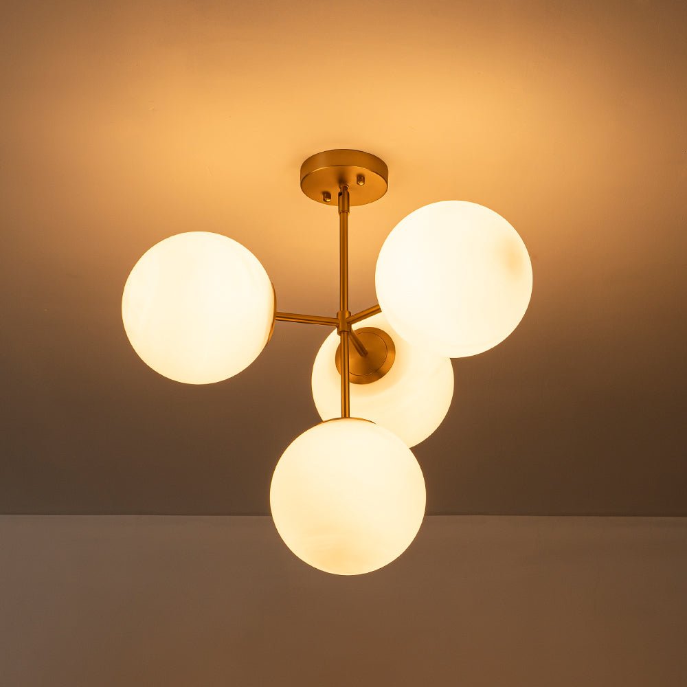 Pendant Light Frosted Glass 62.0 cm Brass Black Dining Room Kitchen Island Mid Century Bubble Ceiling Fixture | Thomler