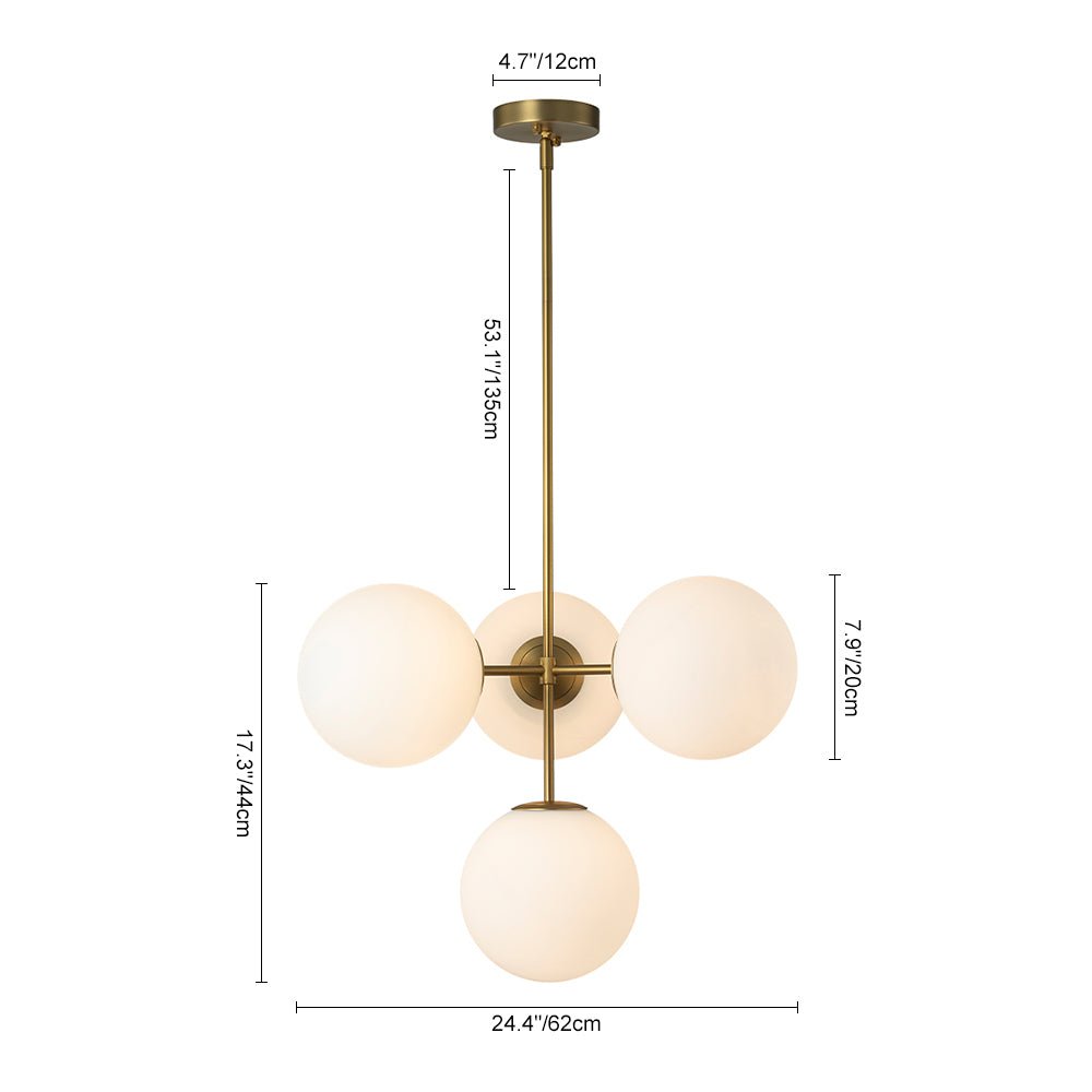 Pendant Light Frosted Glass 62.0 cm Brass Black Dining Room Kitchen Island Mid Century Bubble Ceiling Fixture | Thomler