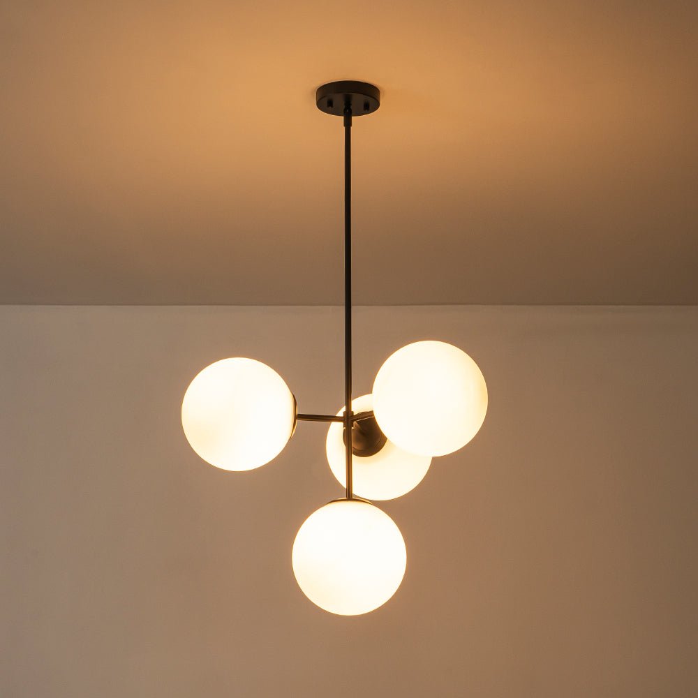 Pendant Light Frosted Glass 62.0 cm Brass Black Dining Room Kitchen Island Mid Century Bubble Ceiling Fixture | Thomler