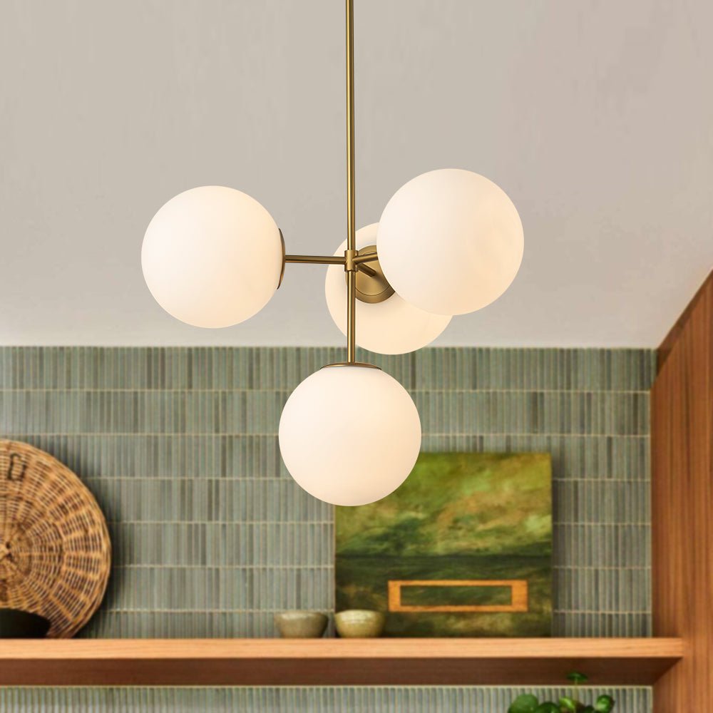 Pendant Light Frosted Glass 62.0 cm Brass Black Dining Room Kitchen Island Mid Century Bubble Ceiling Fixture | Thomler