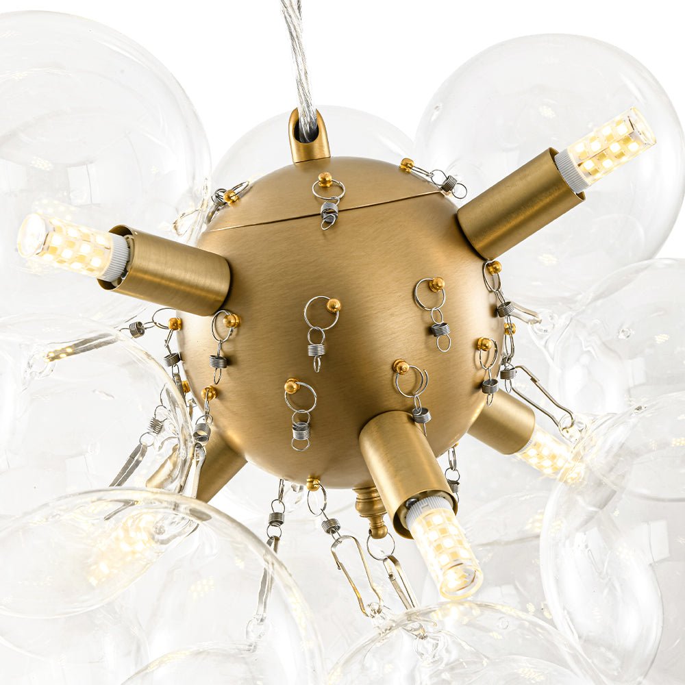 Pendant Light Glass Sphere Cluster 50.0 cm Brass Dining Room Bubble Chandelier Adjustable G9 Kitchen Island Ceiling Light | Thomler