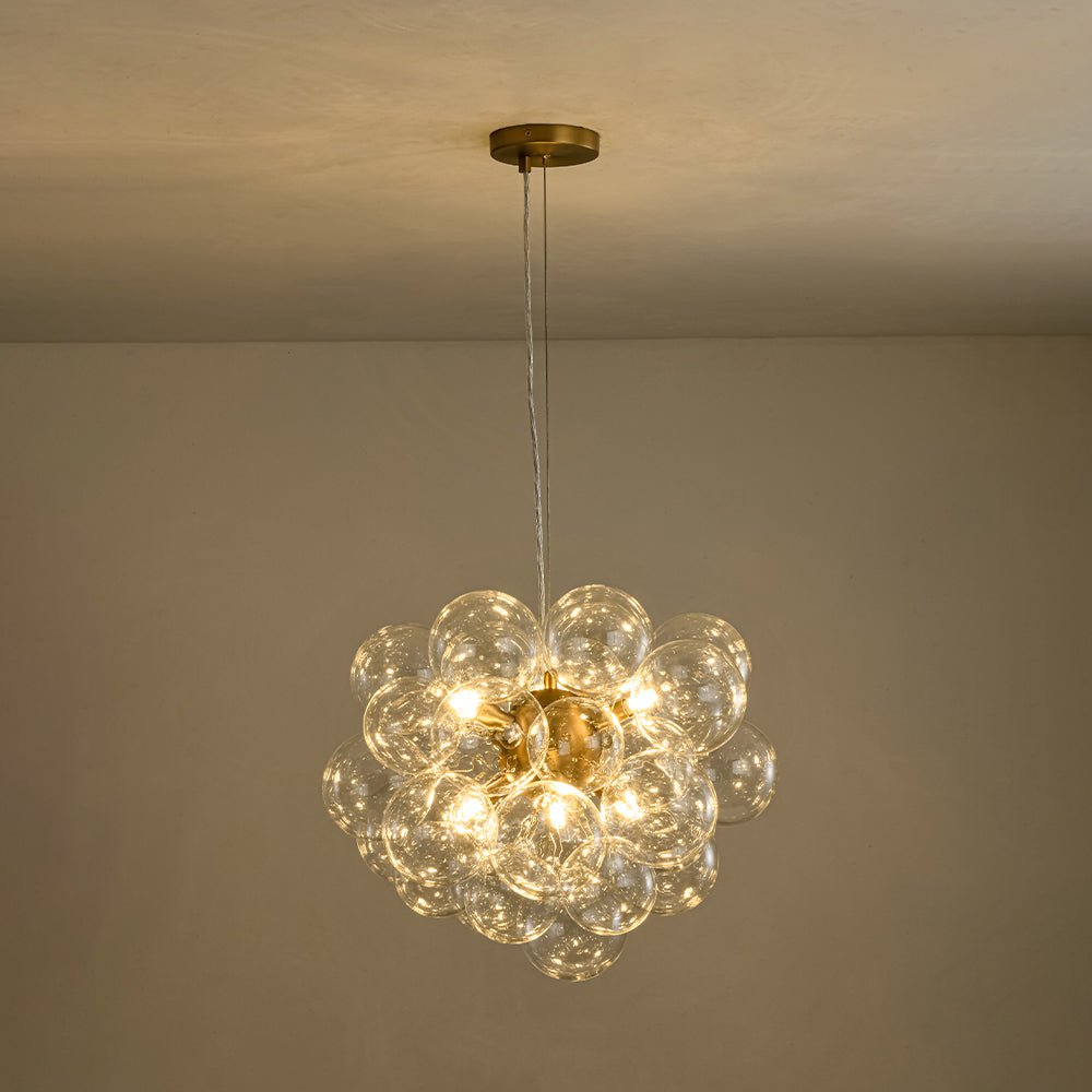 Pendant Light Glass Sphere Cluster 50.0 cm Brass Dining Room Bubble Chandelier Adjustable G9 Kitchen Island Ceiling Light | Thomler