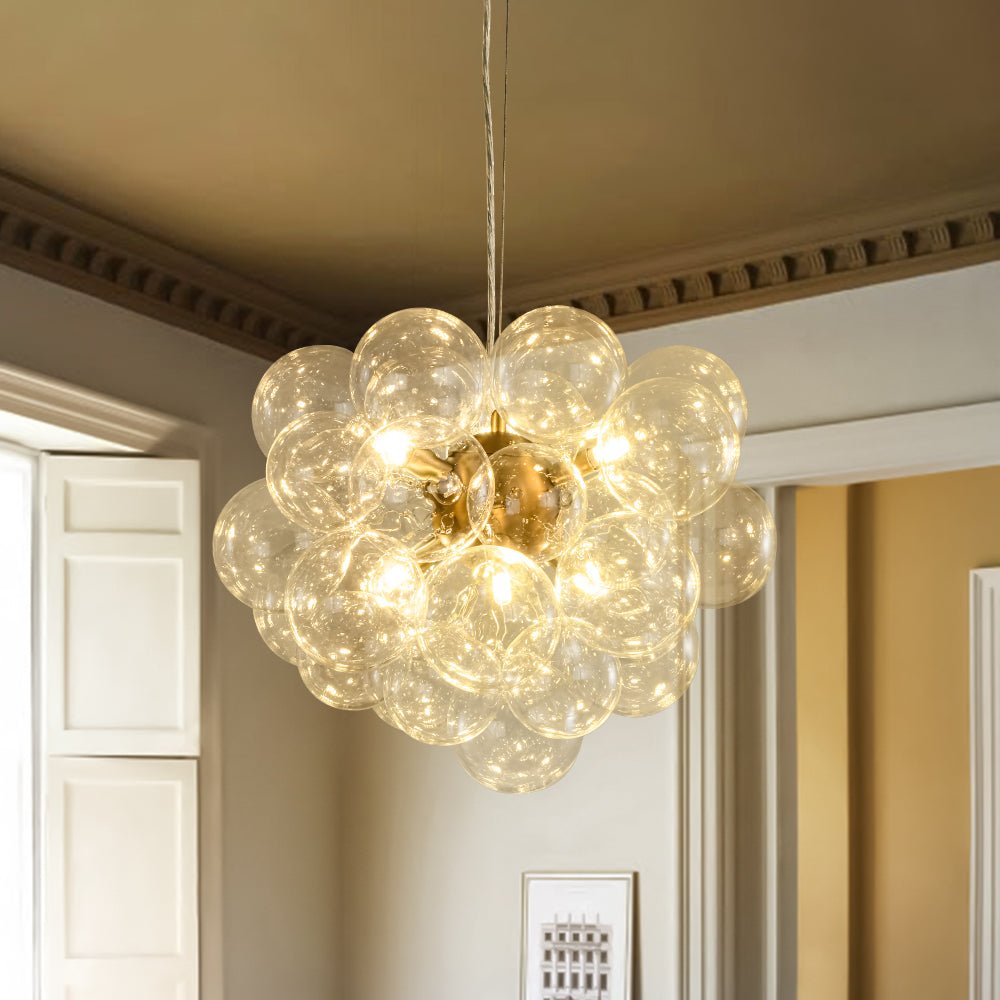 Pendant Light Glass Sphere Cluster 50.0 cm Brass Dining Room Bubble Chandelier Adjustable G9 Kitchen Island Ceiling Light | Thomler