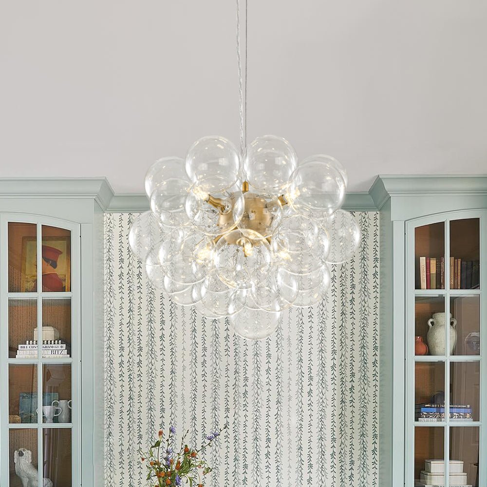Pendant Light Glass Sphere Cluster 50.0 cm Brass Dining Room Bubble Chandelier Adjustable G9 Kitchen Island Ceiling Light | Thomler