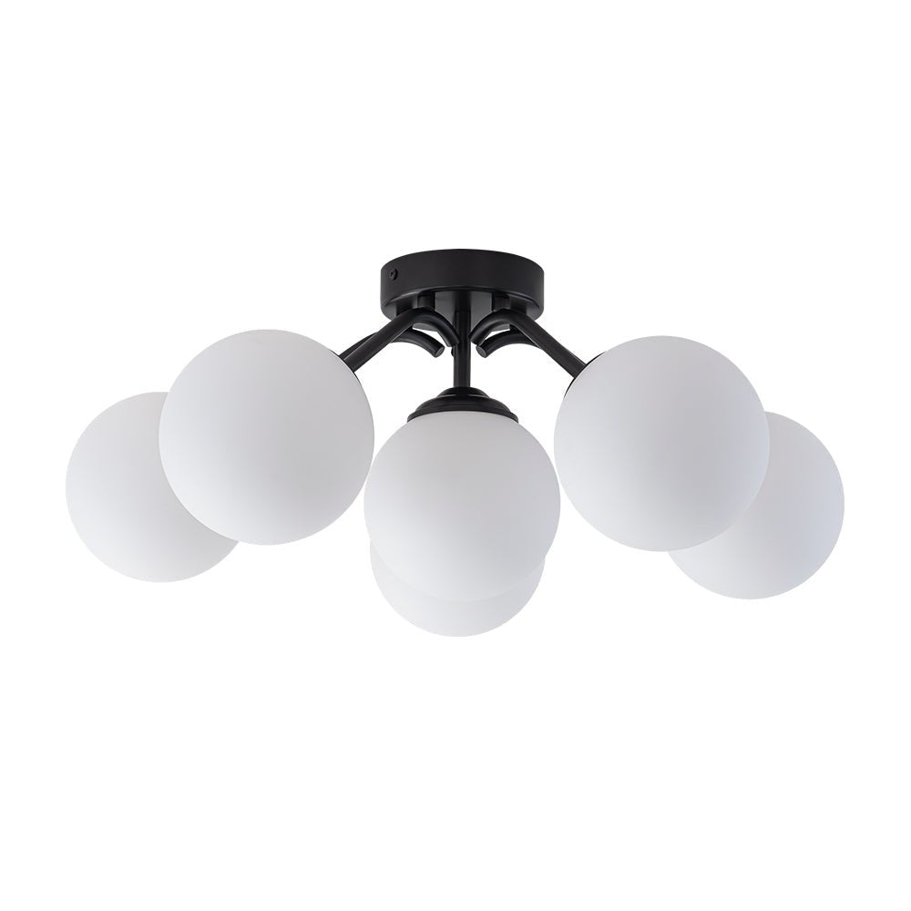 Starburst Ceiling Light with Frosted Globe Shades – Mid-Century Modern Semi-Flush Mount Fixture in Gold Tone | Thomler