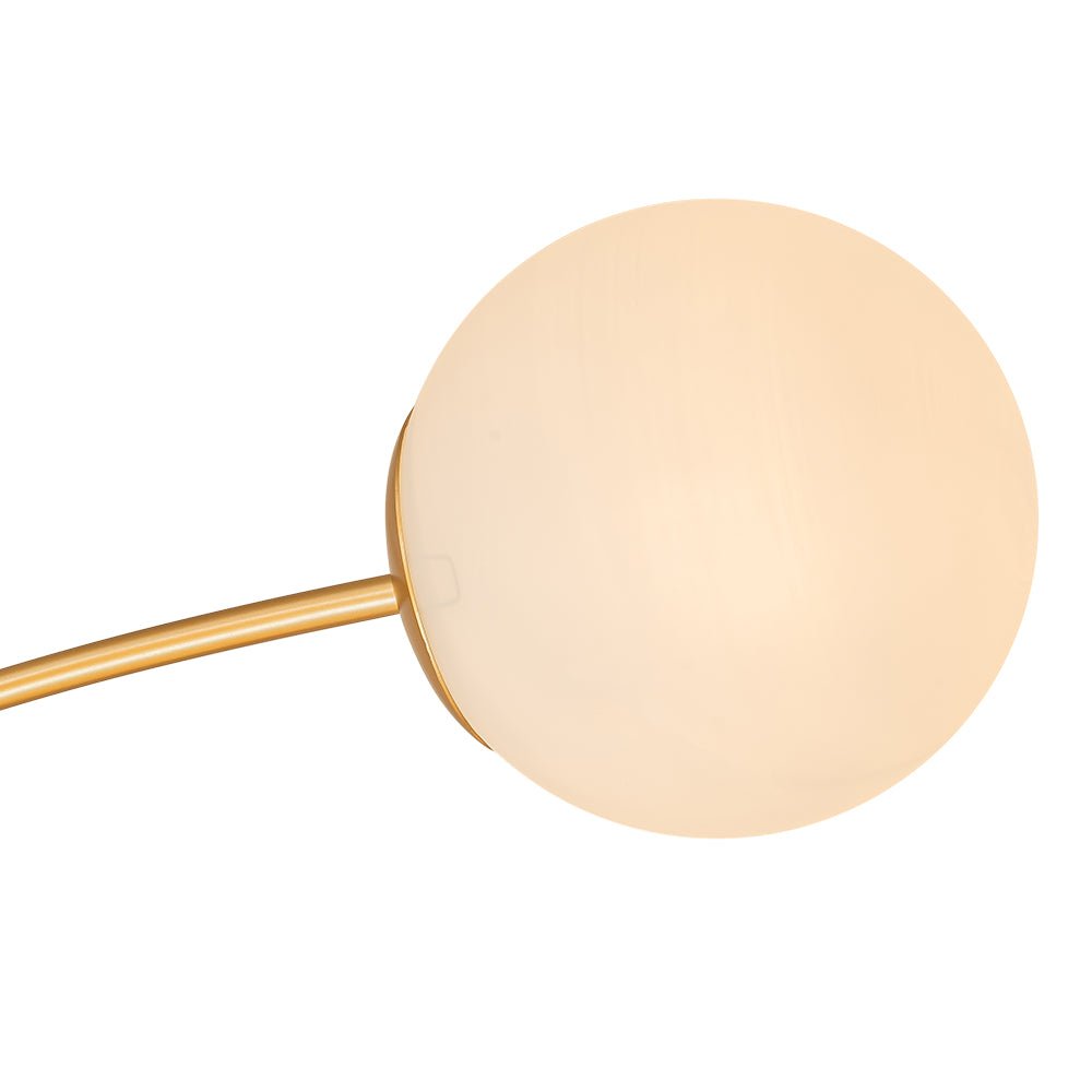 Frosted Globe Semi Flush Ceiling Light 12-Arm Brass Starburst Chandelier for Dining Room Mid Century Modern | Thomler